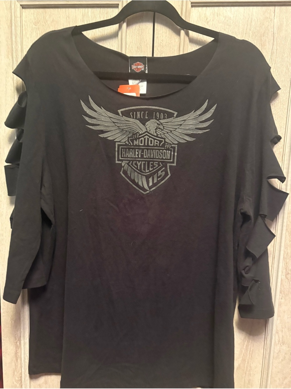 Harley-Davidson Black Winged Shield Cutout Sleeve Tee